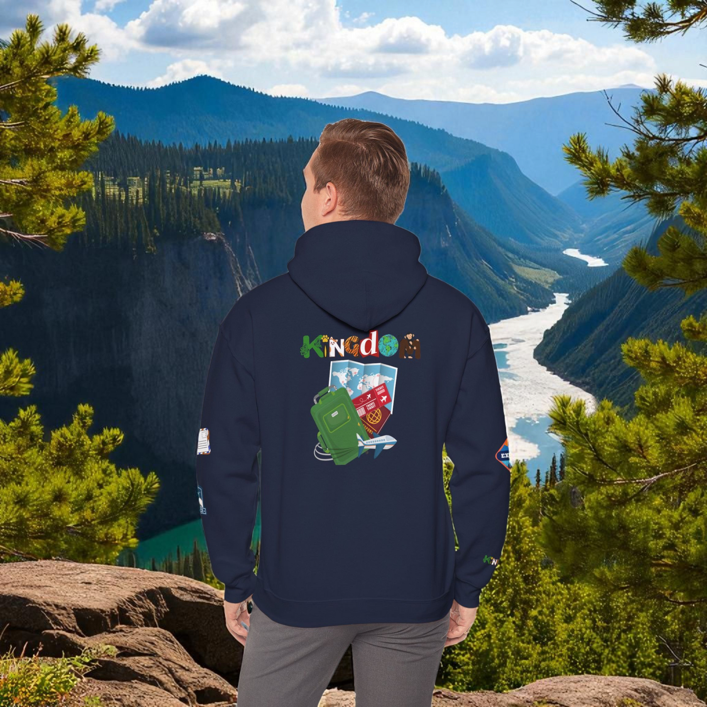 Travel Badge Graphic Hoodie, Wanderlust Sweatshirt, Adventure Lover Jumper