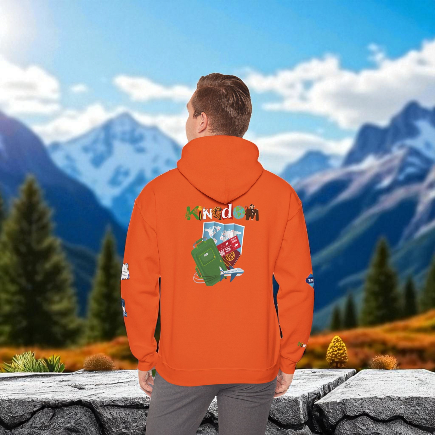 Travel Badge Graphic Hoodie, Wanderlust Sweatshirt, Adventure Lover Jumper