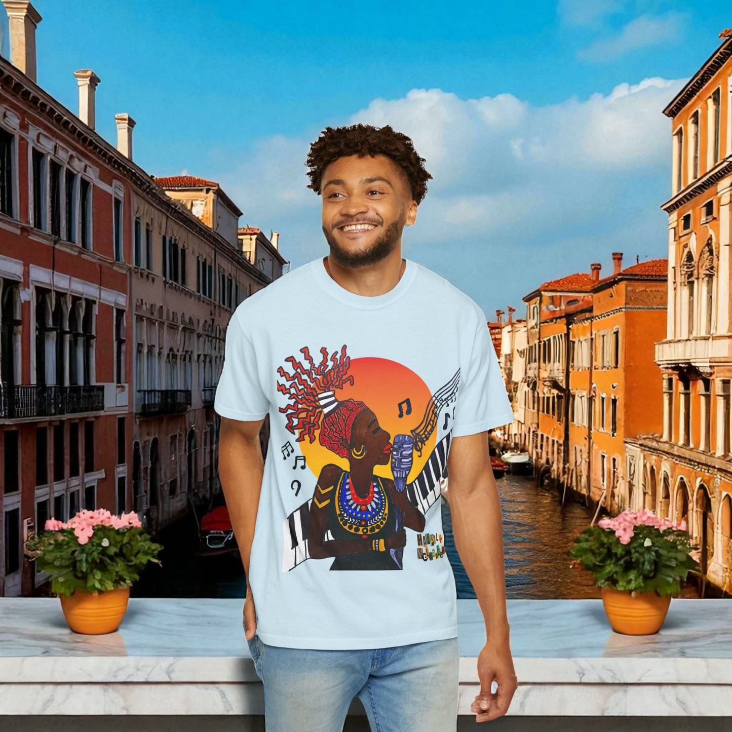 Afro Jazz Singer Graphic T-Shirt, Black History Music Tee, Unisex Garment-Dyed Shirt