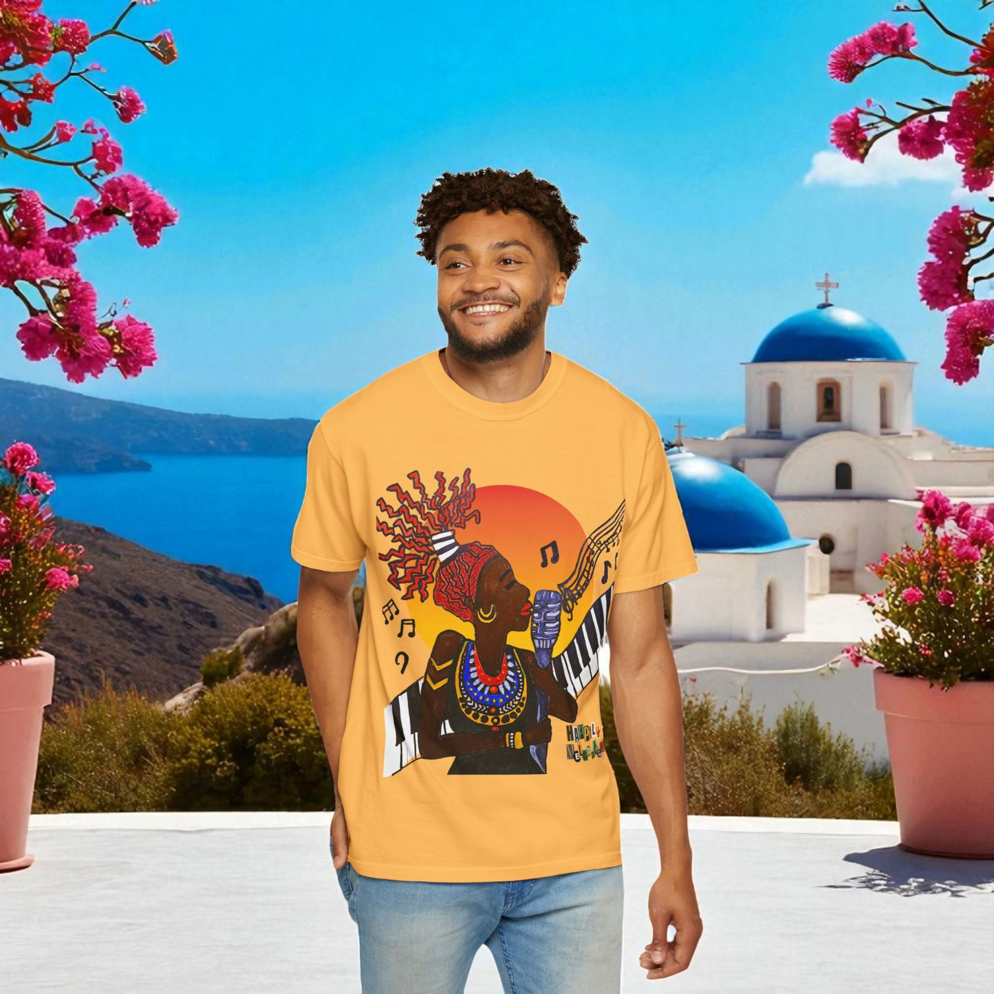 Afro Jazz Singer Graphic T-Shirt, Black History Music Tee, Unisex Garment-Dyed Shirt