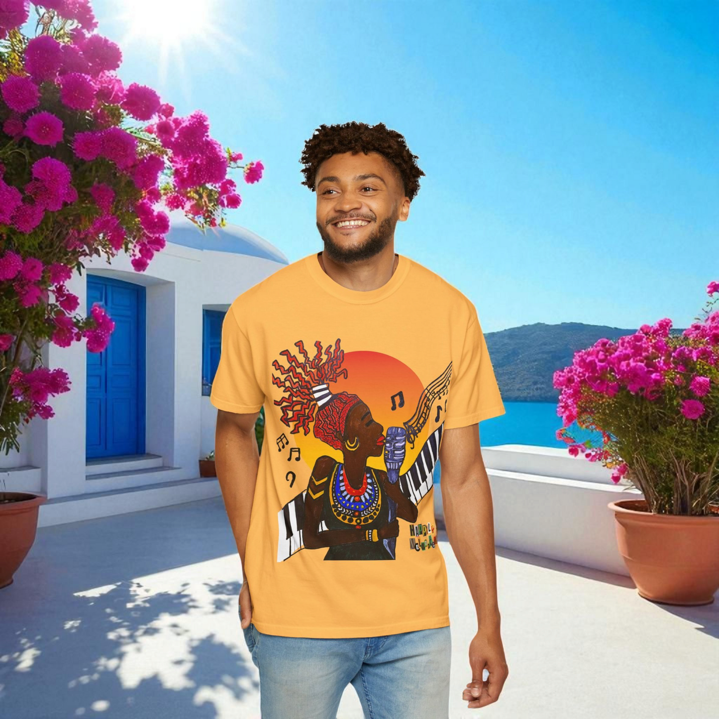 Afro Jazz Singer Graphic T-Shirt, Black History Music Tee, Unisex Garment-Dyed Shirt