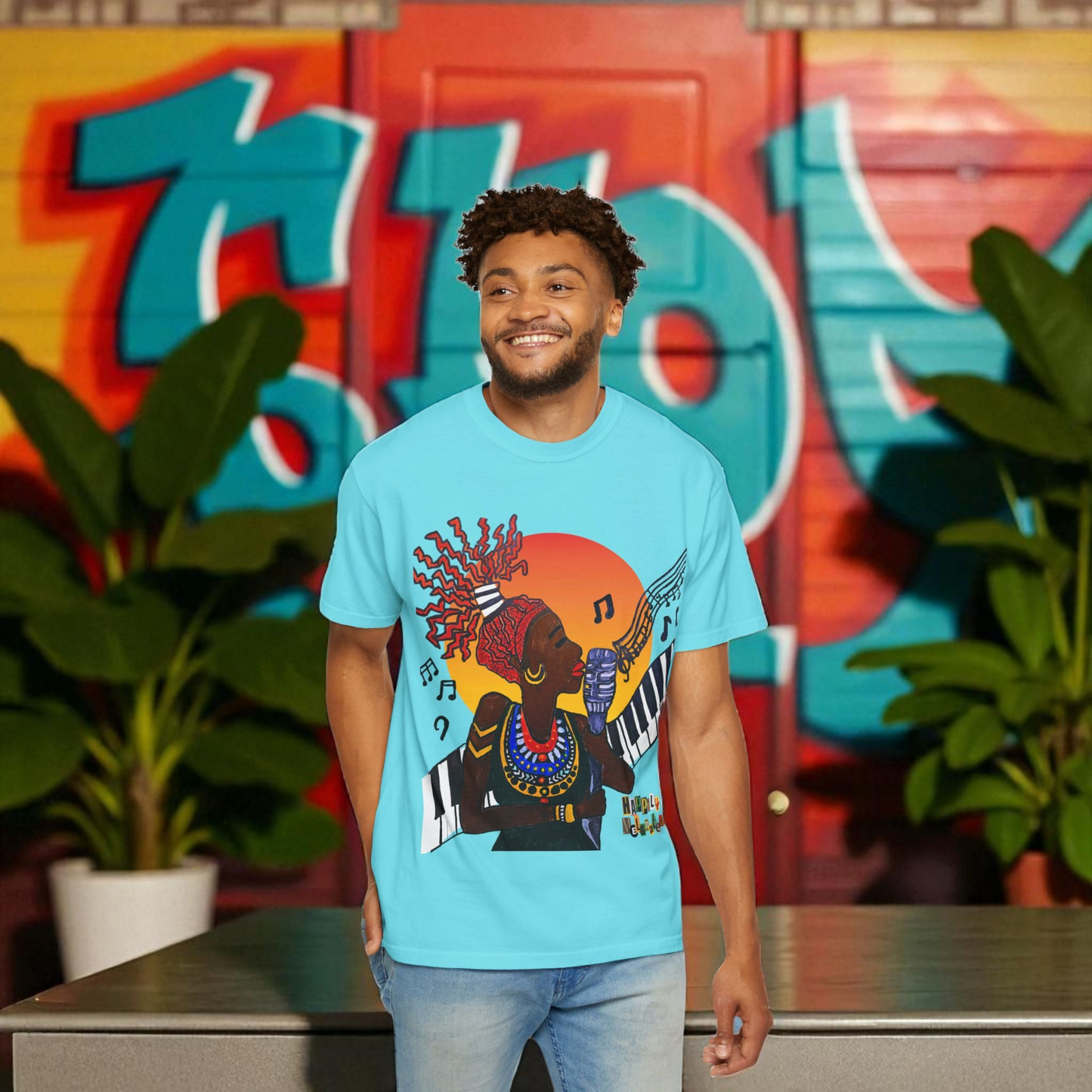 Afro Jazz Singer Graphic T-Shirt, Black History Music Tee, Unisex Garment-Dyed Shirt