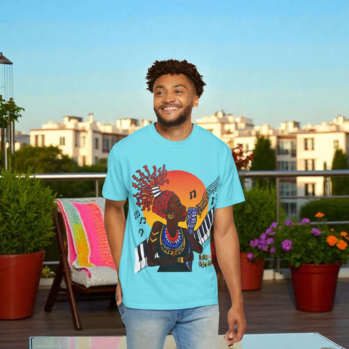 Afro Jazz Singer Graphic T-Shirt, Black History Music Tee, Unisex Garment-Dyed Shirt