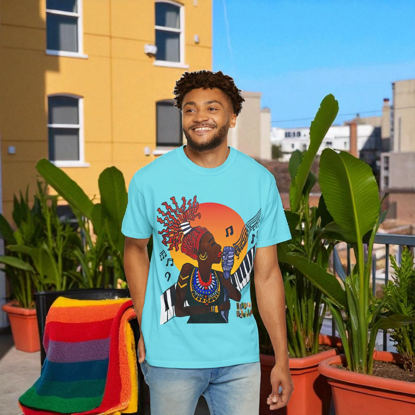 Afro Jazz Singer Graphic T-Shirt, Black History Music Tee, Unisex Garment-Dyed Shirt