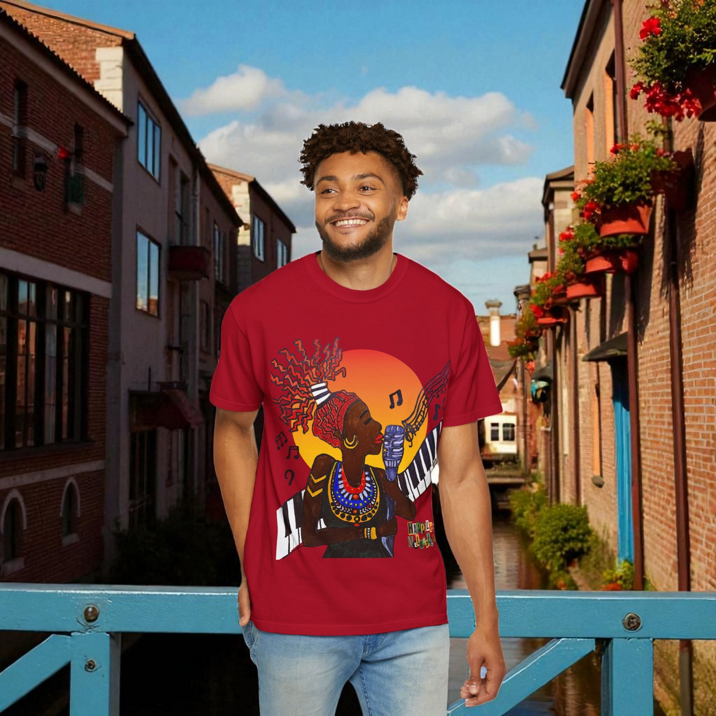 Afro Music Graphic Tee, Piano Art, Jazz Singer Shirt, Black History Unisex Tee, Music Lover Gift