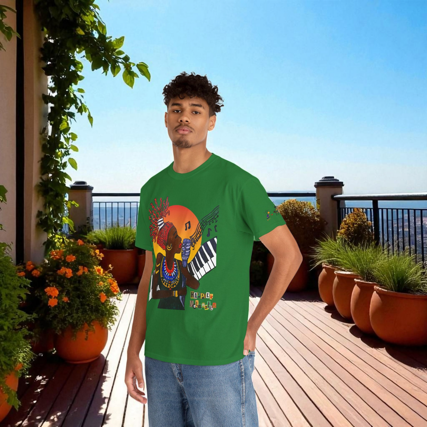 Afro Music Graphic Tee, Piano Art, Jazz Singer Shirt, Black History Unisex Tee, Music Lover Gift