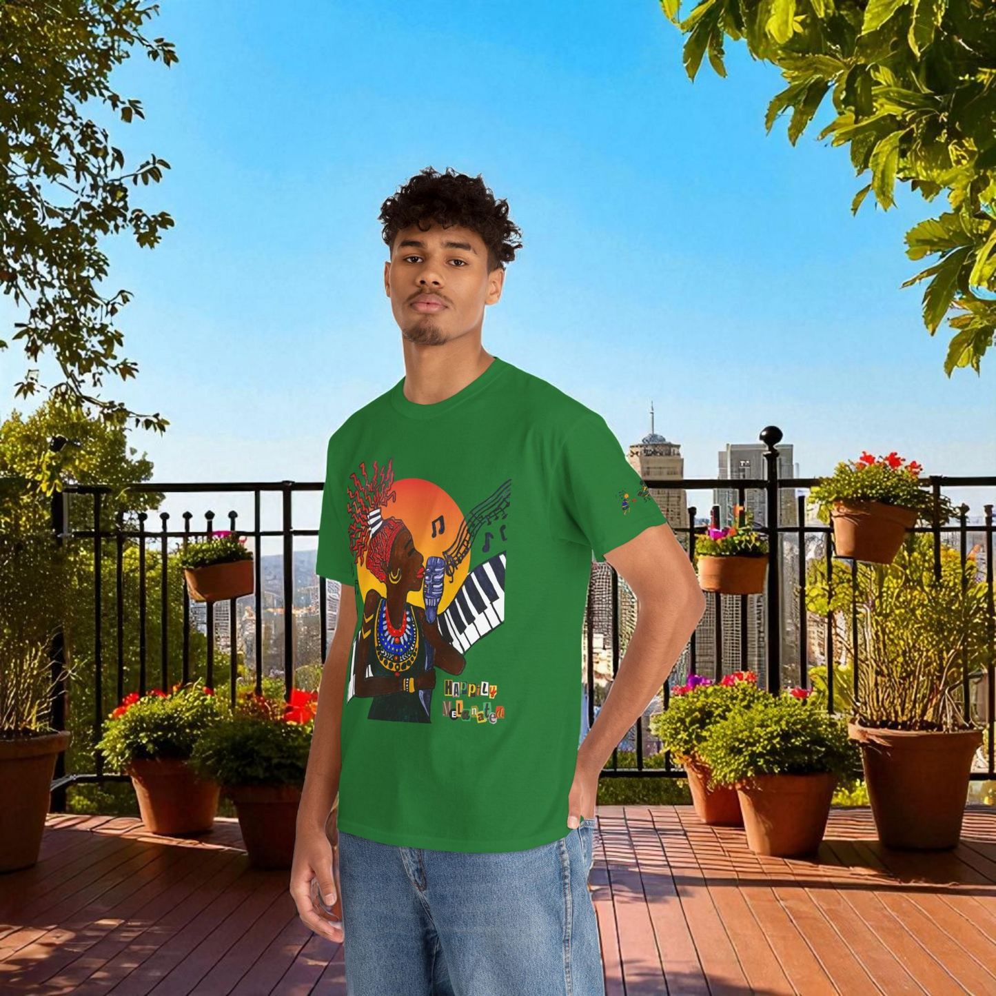 Afro Music Graphic Tee, Piano Art, Jazz Singer Shirt, Black History Unisex Tee, Music Lover Gift