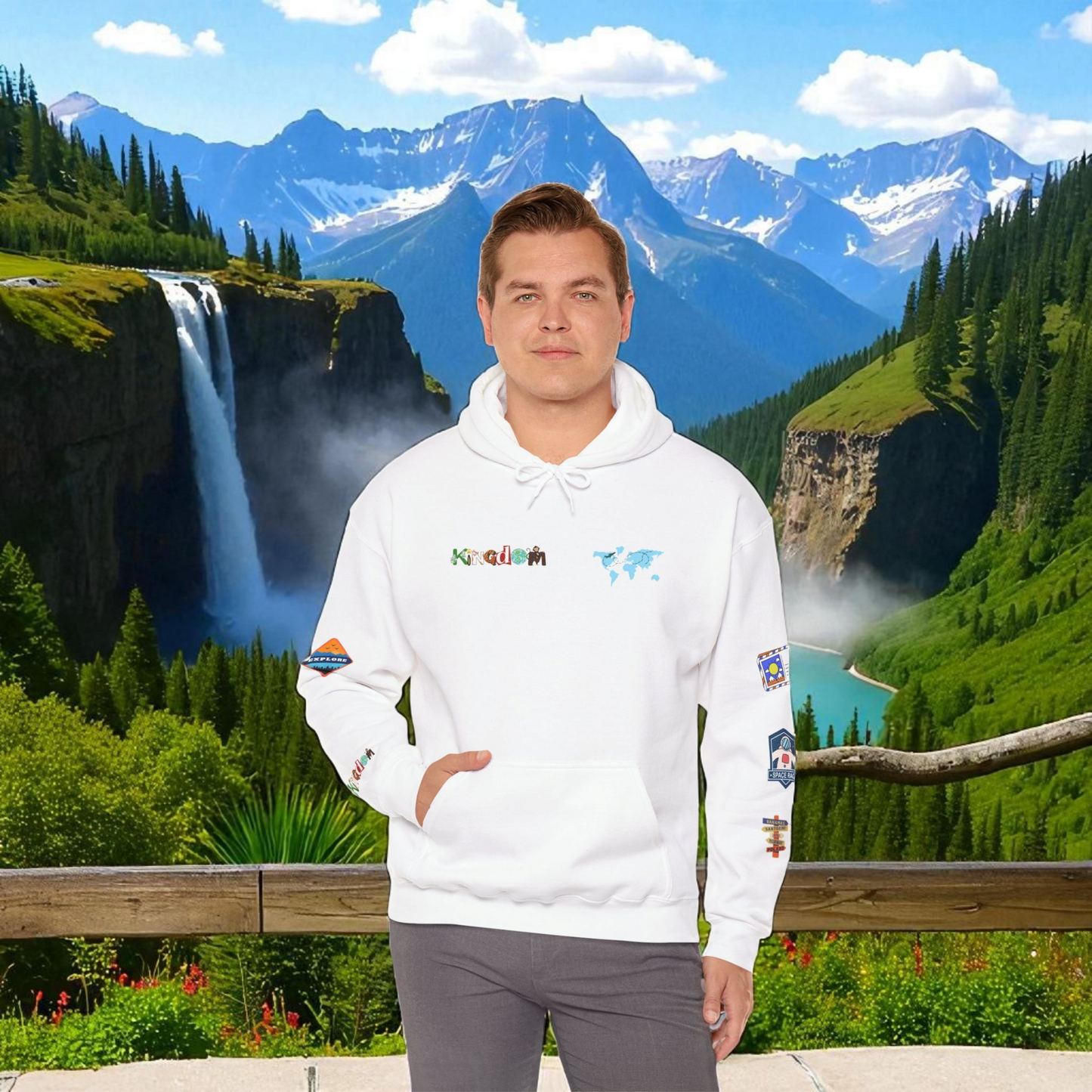 Travel Badge Graphic Hoodie, Wanderlust Sweatshirt, Adventure Lover Jumper