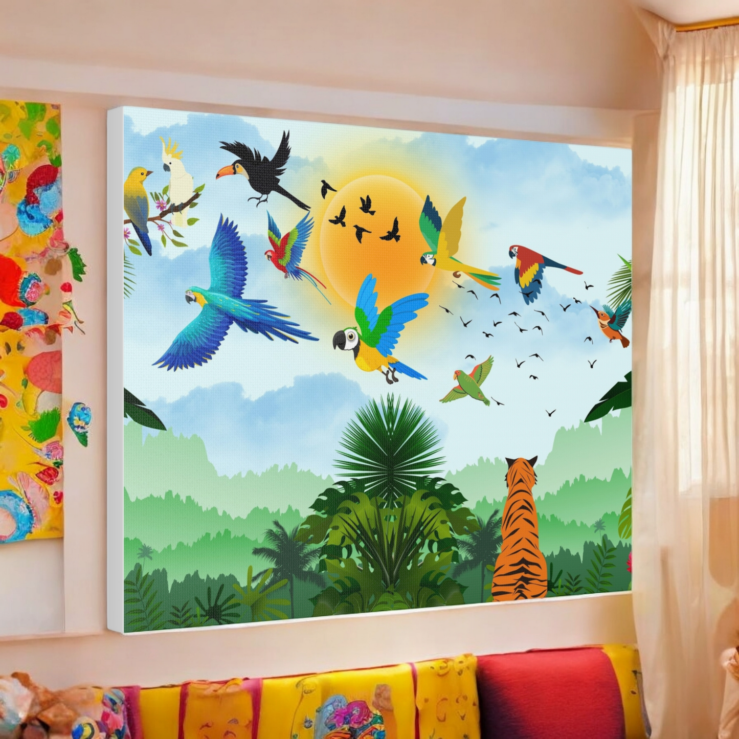 Tropical Bird Canvas, Rainforest, Wild Life Wall Art, Home Decor, Gallery Wrap