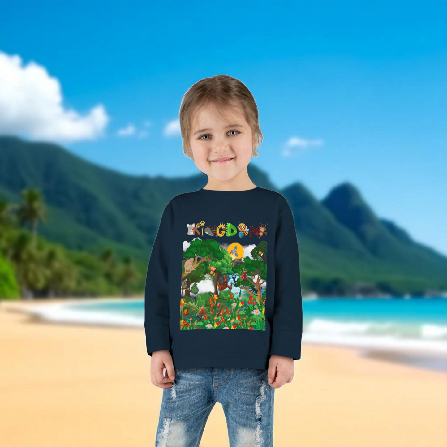 Jungle Animal Toddler Long Sleeve Tee, Kids Safari Shirt, Graphic Wildlife Top for Children