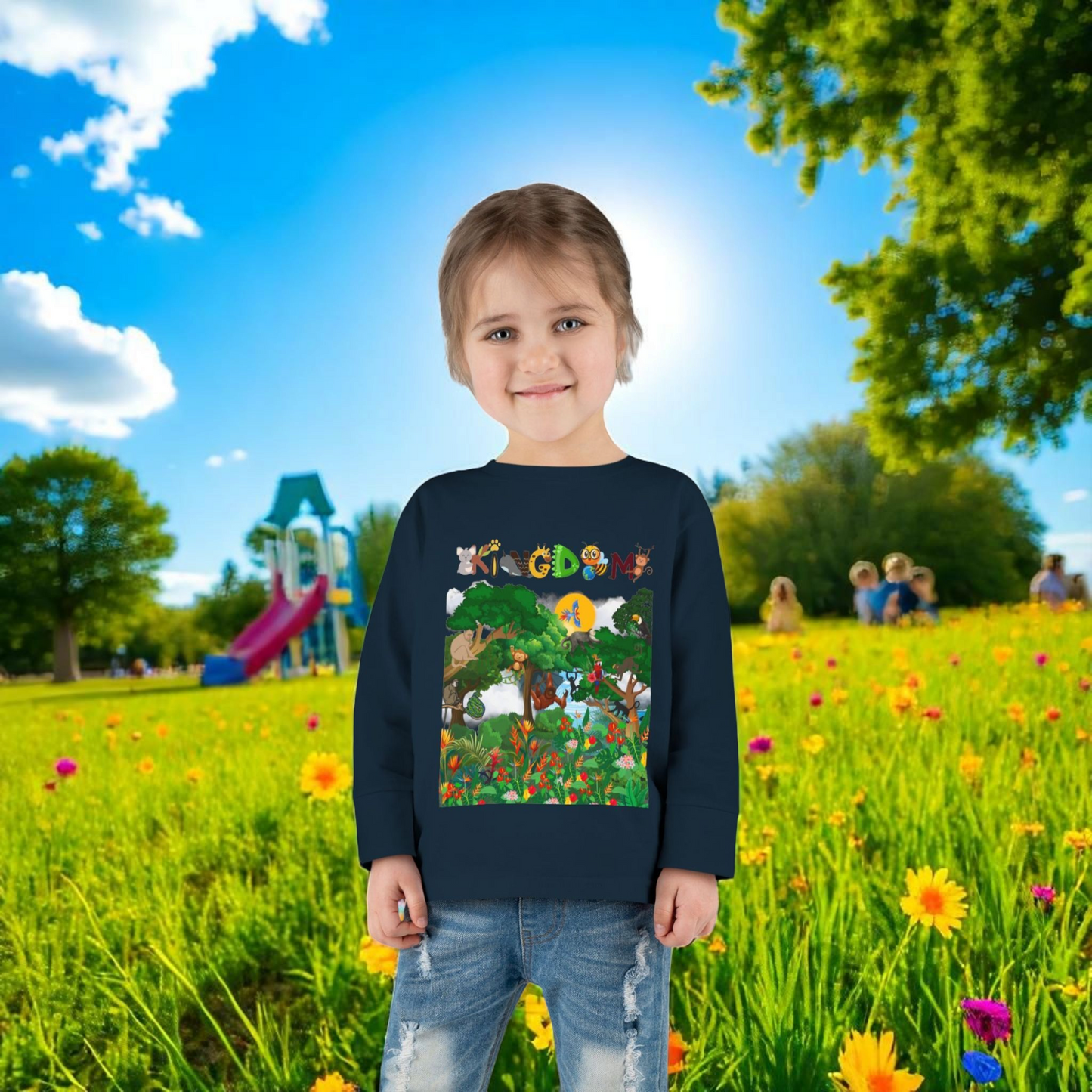 Jungle Animal Toddler Long Sleeve Tee, Kids Safari Shirt, Graphic Wildlife Top for Children