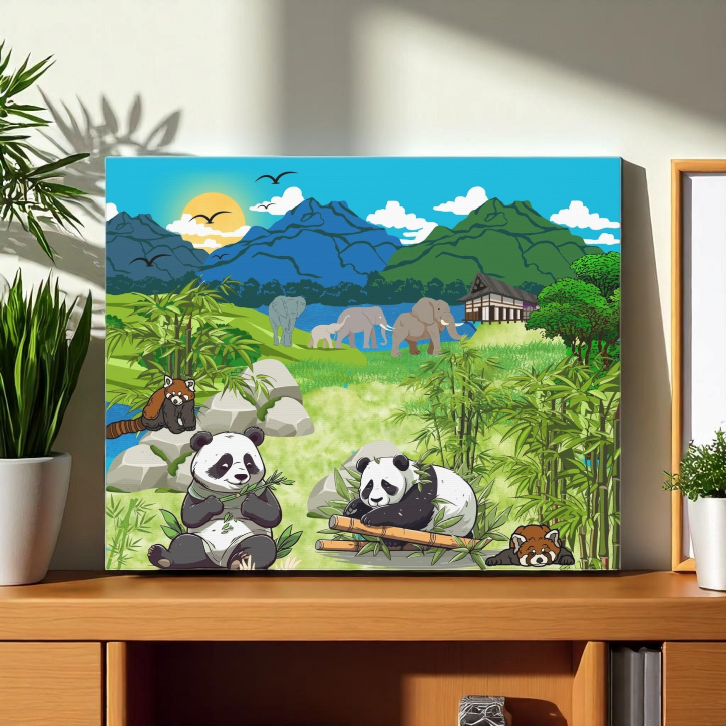 Panda Wall Art Canvas, Gallery Wraps, Panda Canvas Print, Home Decor