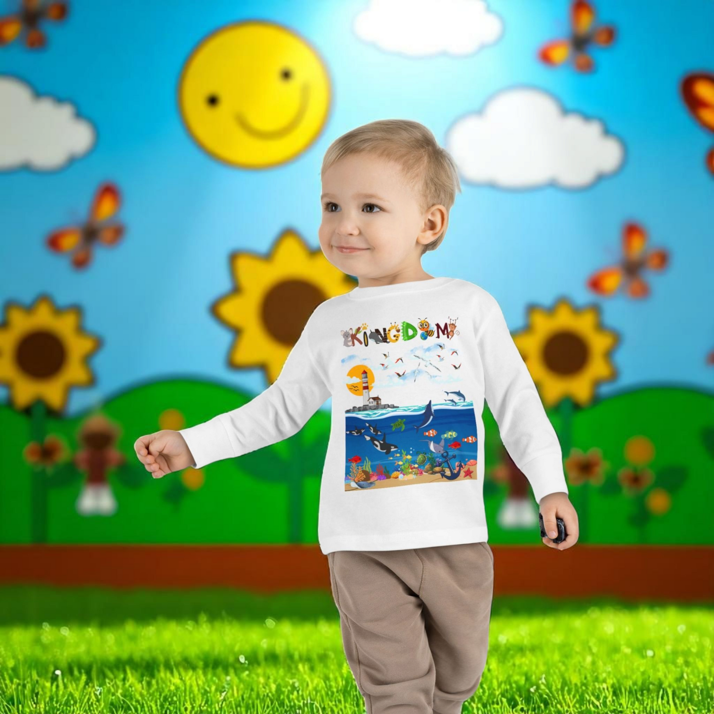 Orca Graphic Toddler Long Sleeve Tee for Kids, Whale Shirt, Children's Wildlife Top