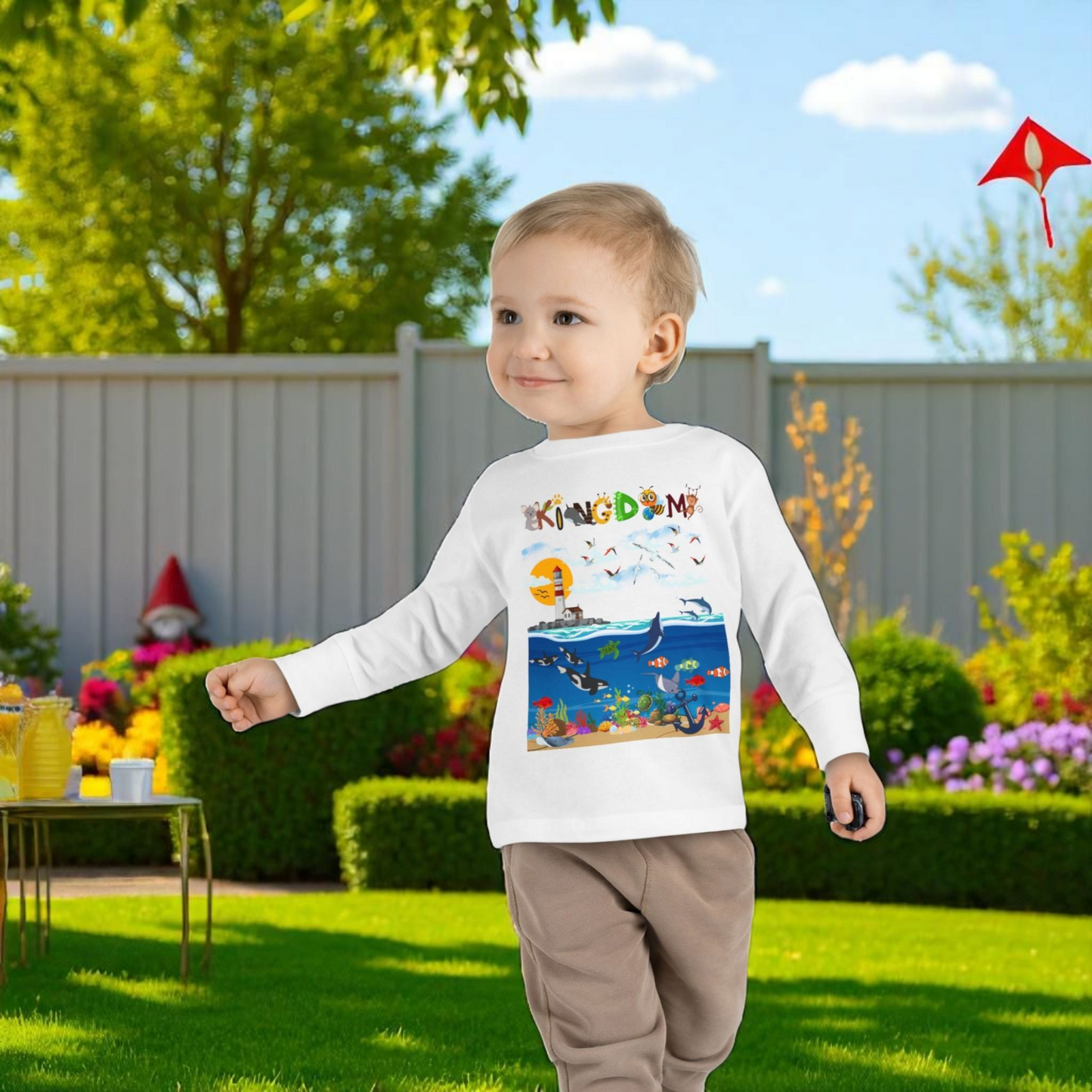 Orca Graphic Toddler Long Sleeve Tee for Kids, Whale Shirt, Children's Wildlife Top
