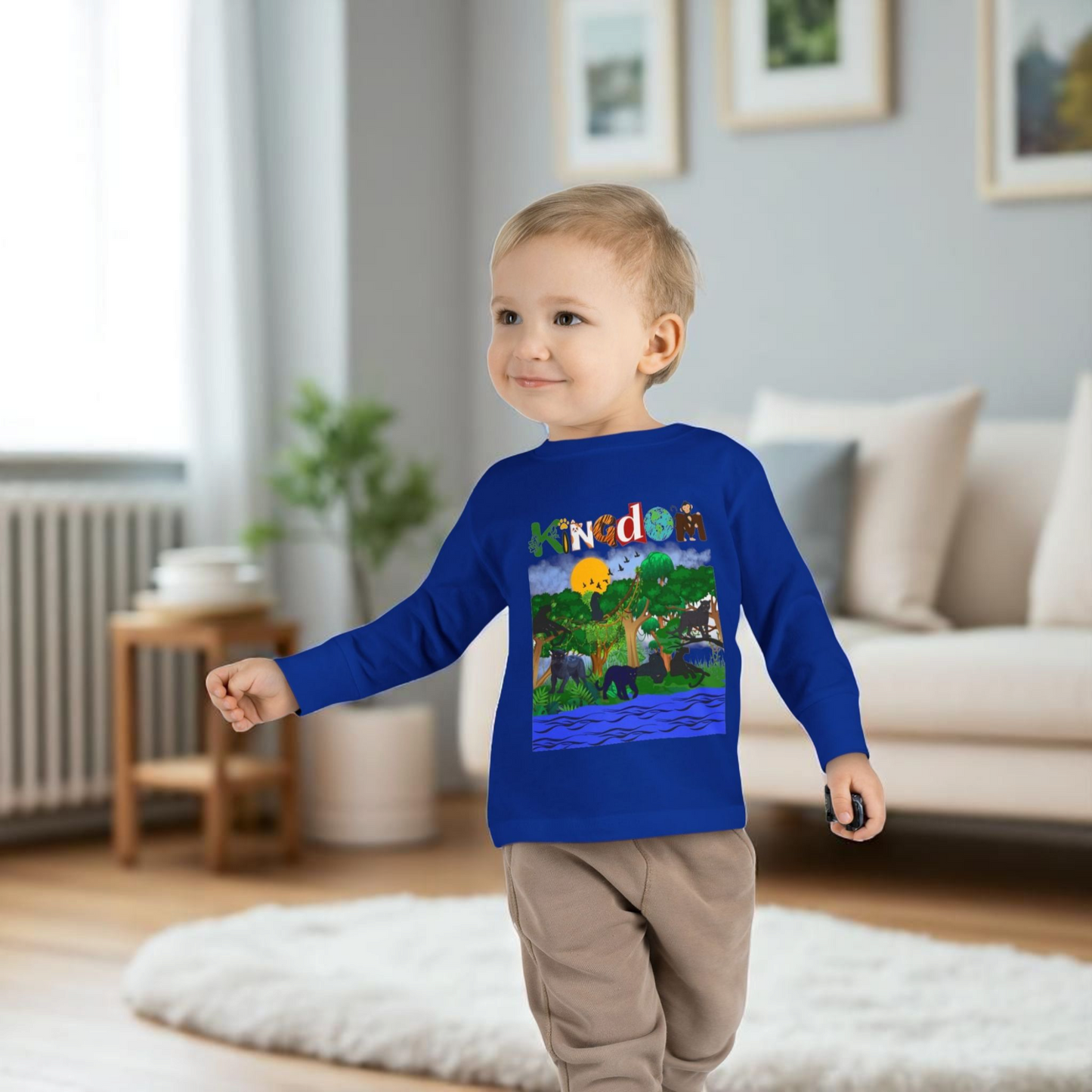 Panther Themed Toddler Tee, Wildlife Graphic Long Sleeve Shirt, Jungle Cat Children's Top