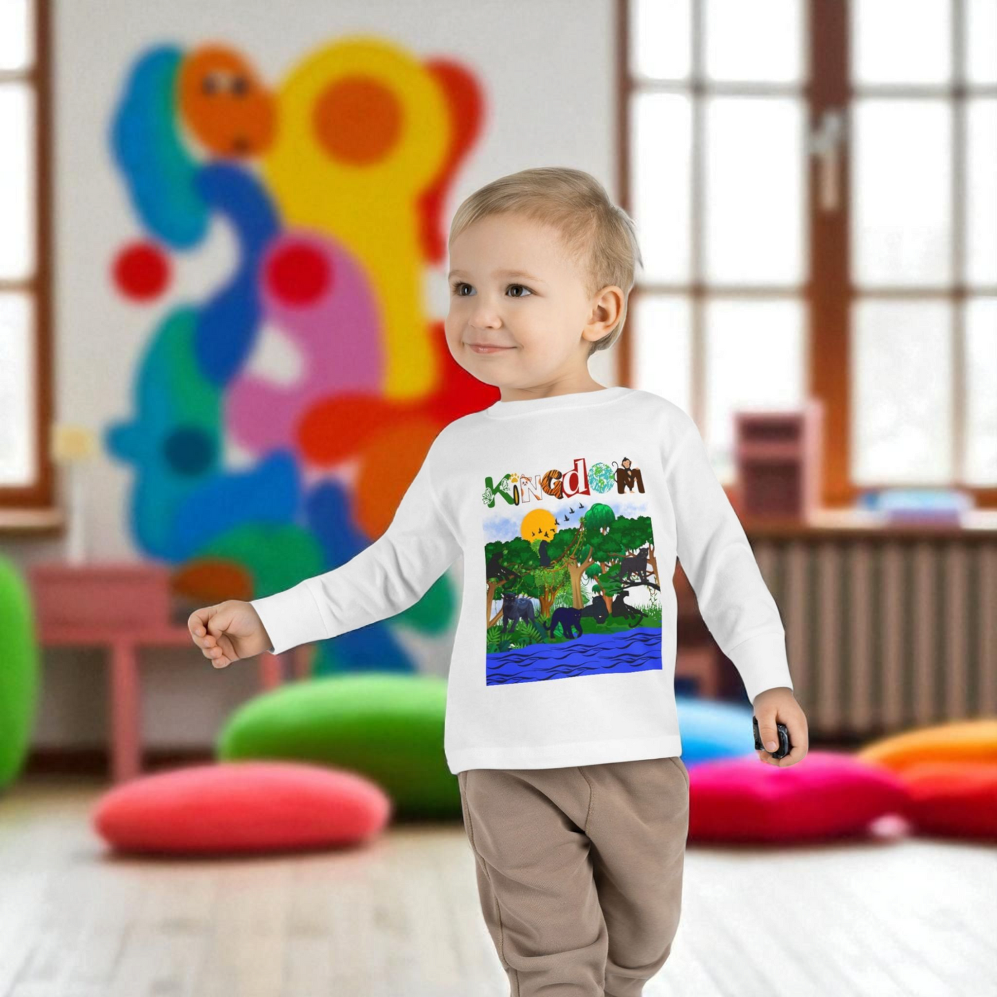 Panther Themed Toddler Tee, Wildlife Graphic Long Sleeve Shirt, Jungle Cat Children's Top