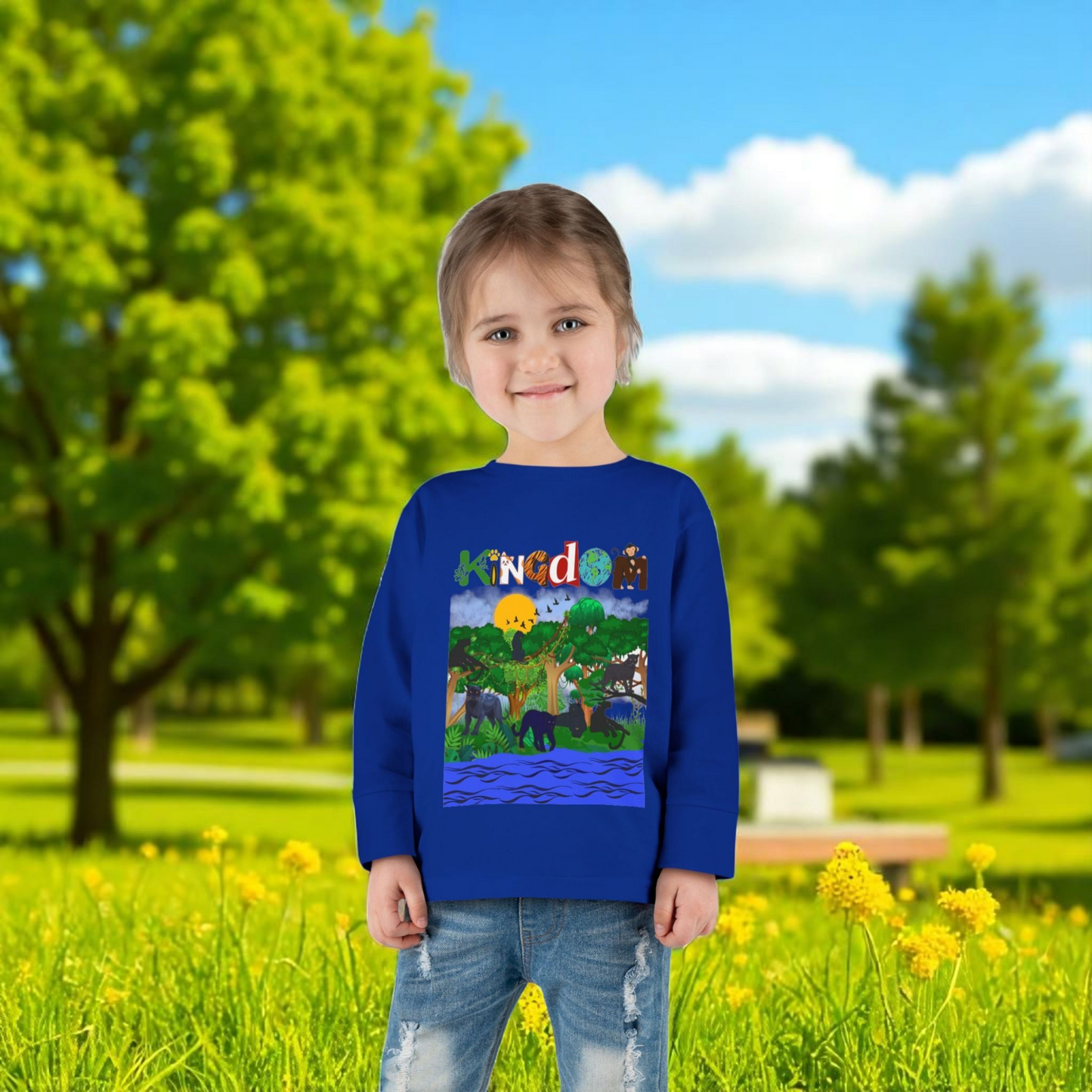 Panther Themed Toddler Tee, Wildlife Graphic Long Sleeve Shirt, Jungle Cat Children's Top