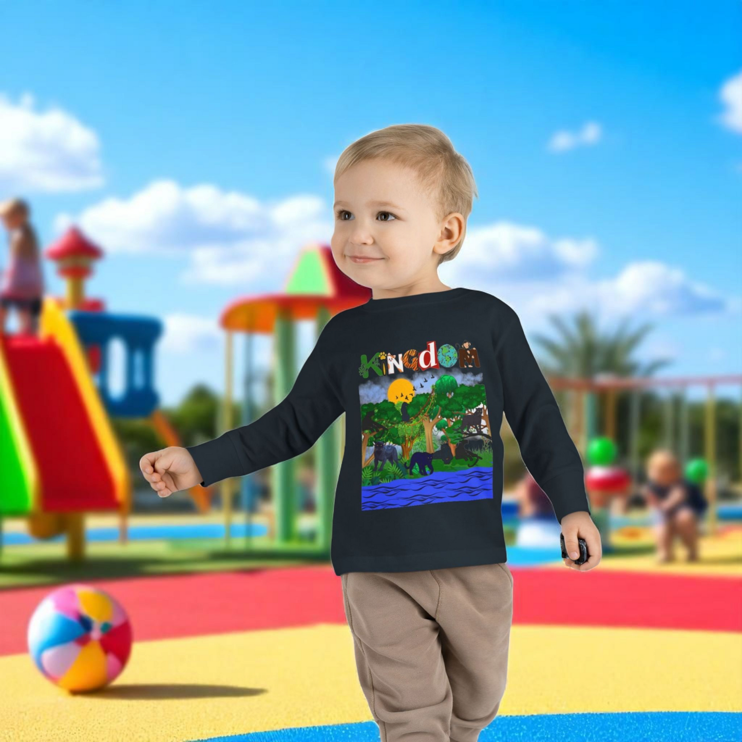 Panther Themed Toddler Tee, Wildlife Graphic Long Sleeve Shirt, Jungle Cat Children's Top