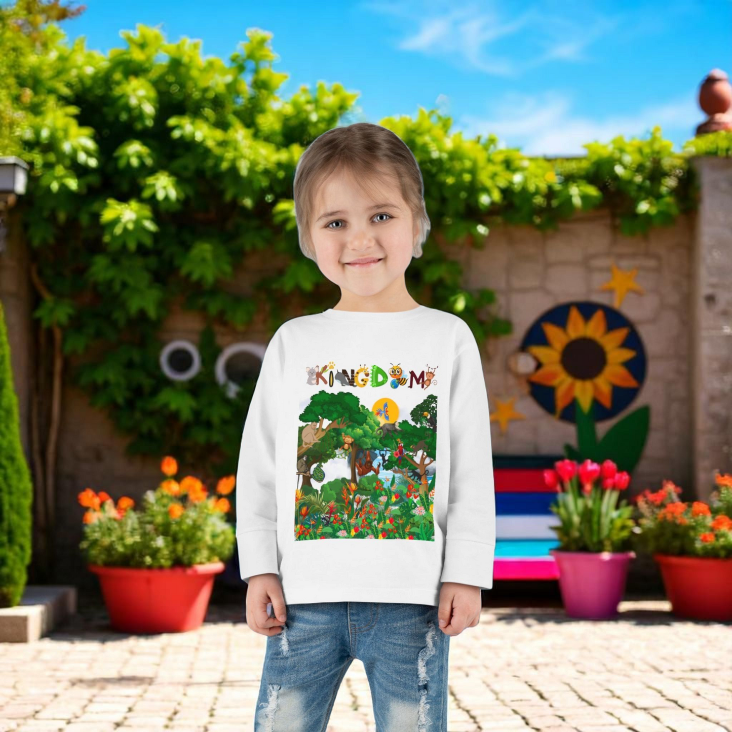 Jungle Animal Toddler Long Sleeve Tee, Kids Safari Shirt, Graphic Wildlife Top for Children