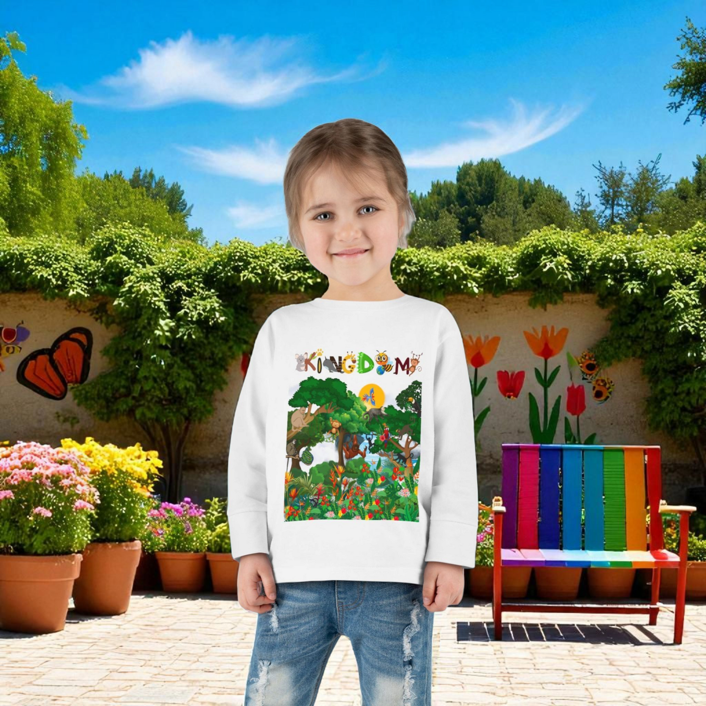 Jungle Animal Toddler Long Sleeve Tee, Kids Safari Shirt, Graphic Wildlife Top for Children