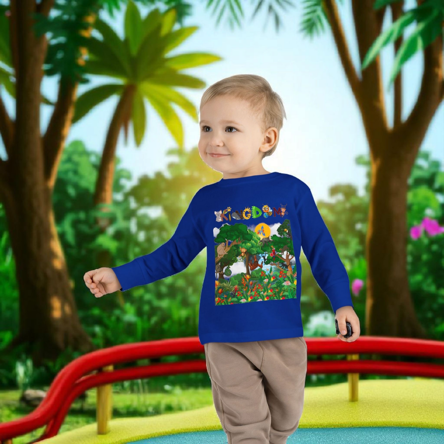 Jungle Animal Toddler Long Sleeve Tee, Kids Safari Shirt, Graphic Wildlife Top for Children
