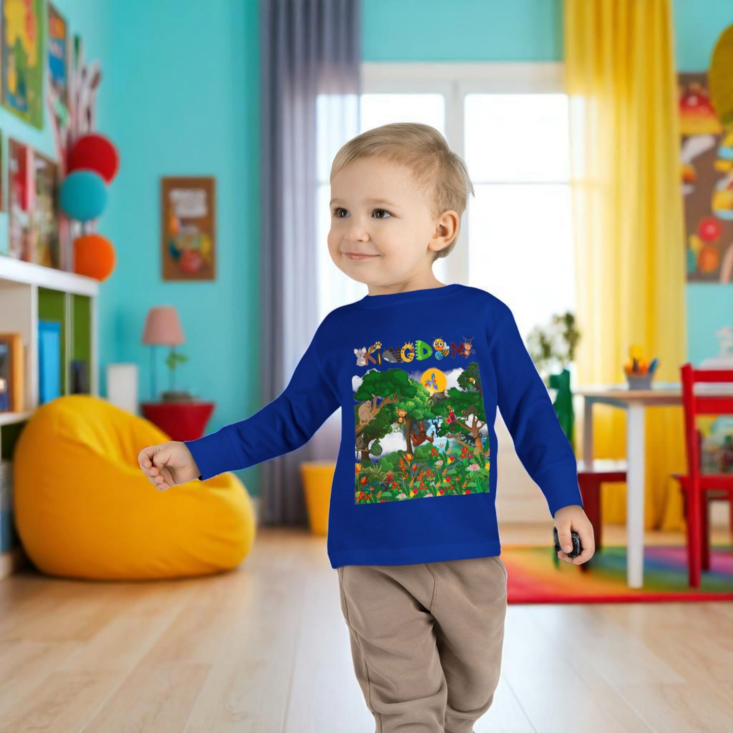 Jungle Animal Toddler Long Sleeve Tee, Kids Safari Shirt, Graphic Wildlife Top for Children
