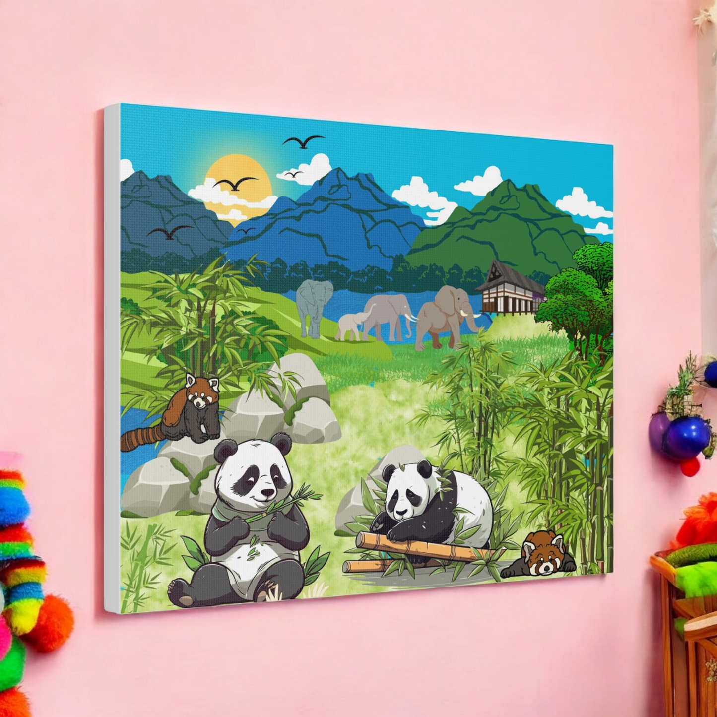 Panda Wall Art Canvas, Gallery Wraps, Panda Canvas Print, Home Decor
