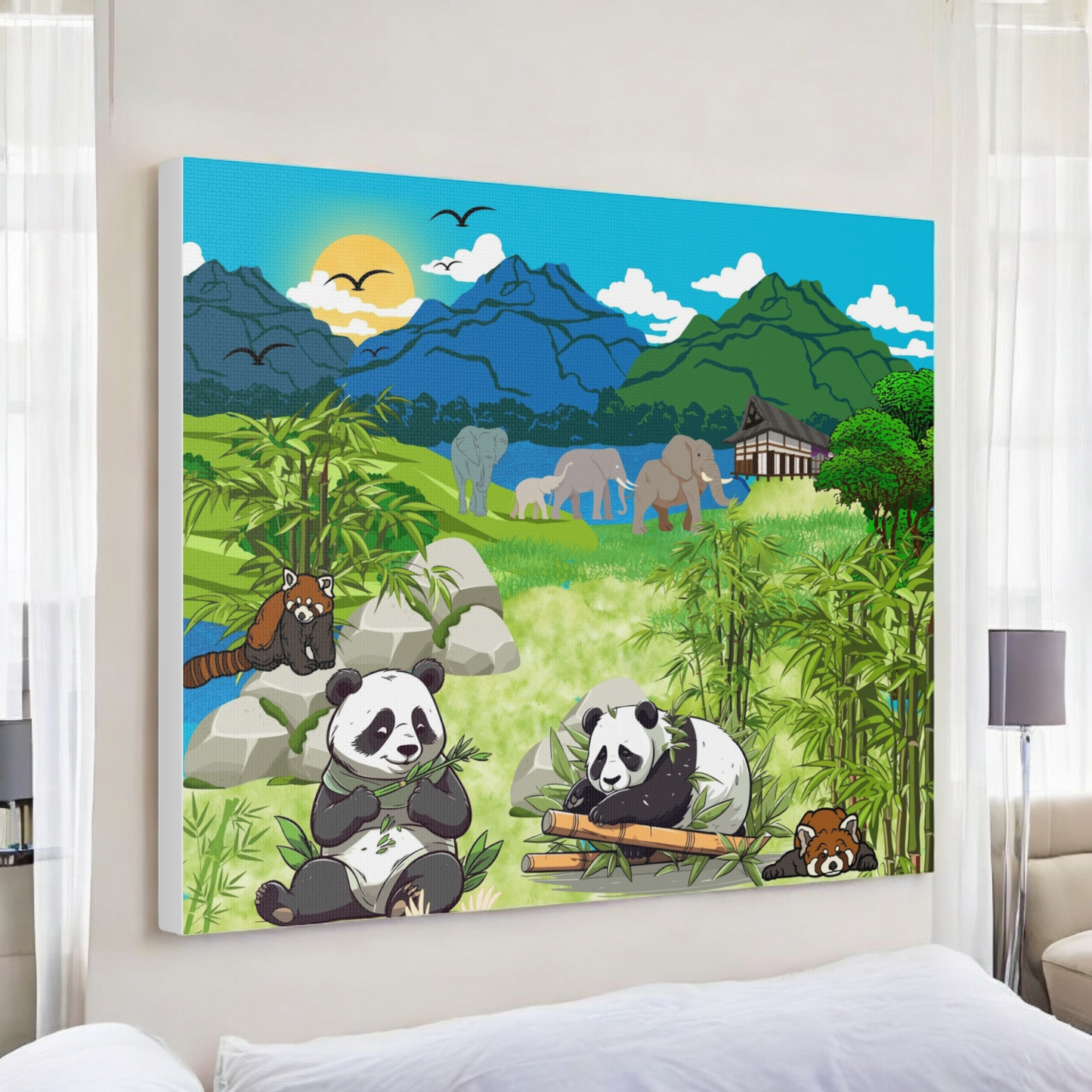 Panda Wall Art Canvas, Gallery Wraps, Panda Canvas Print, Home Decor