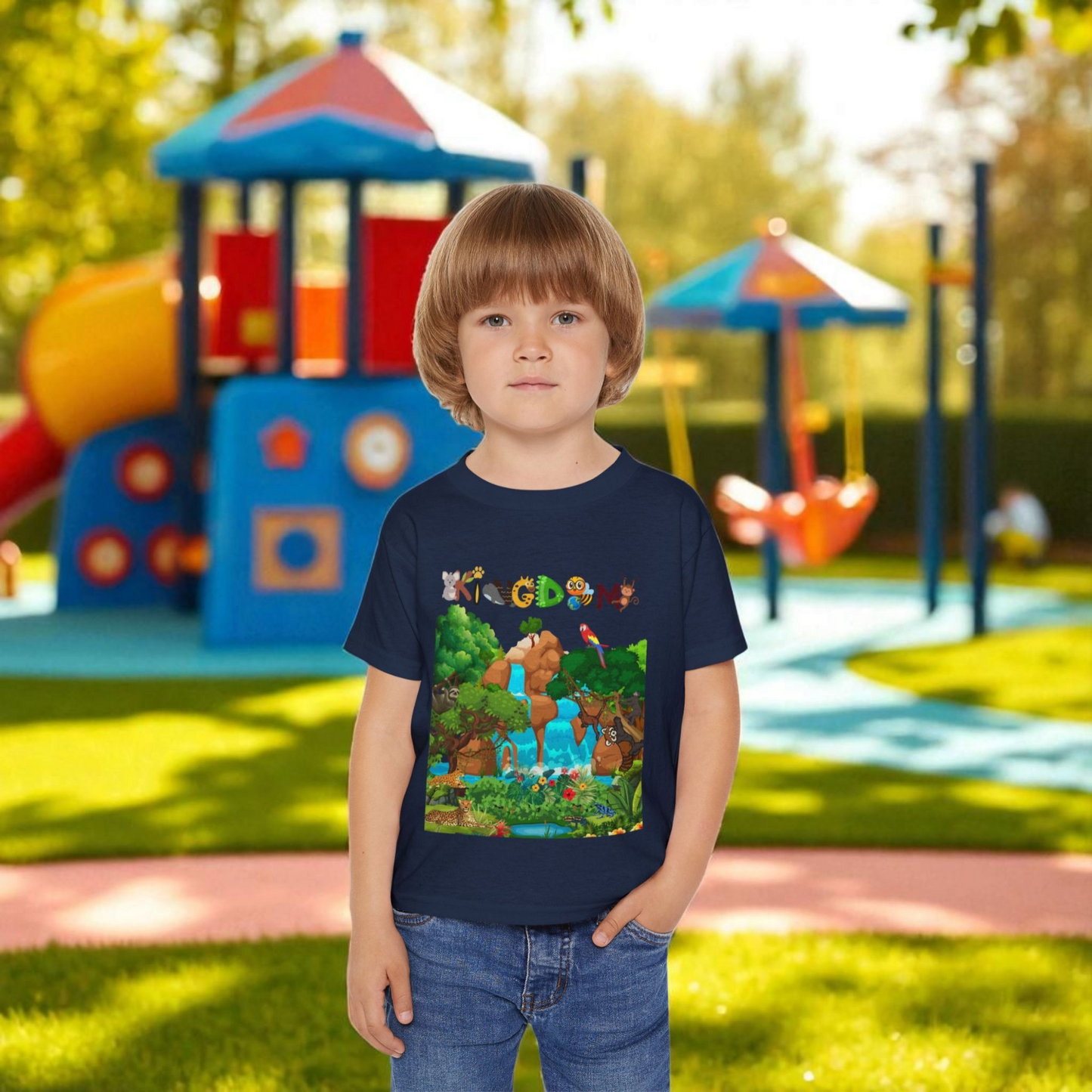 Animal Jungle Heavy Cotton™ Toddler T-shirt - Cute Safari Kids Shirt, Wildlife Graphic Tee