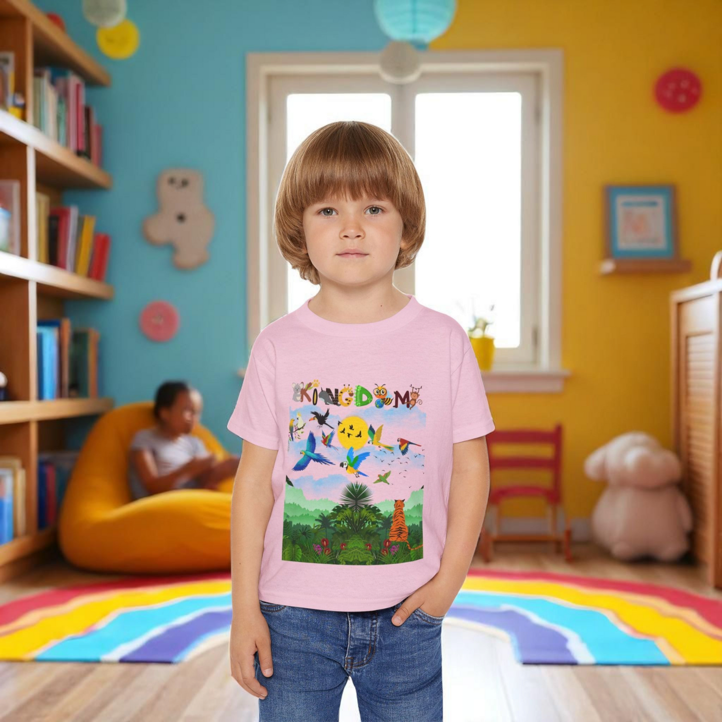 Jungle Life Toddler T-shirt, Tropical Birds Graphic Tee, Wild Animals Jungle Theme Top