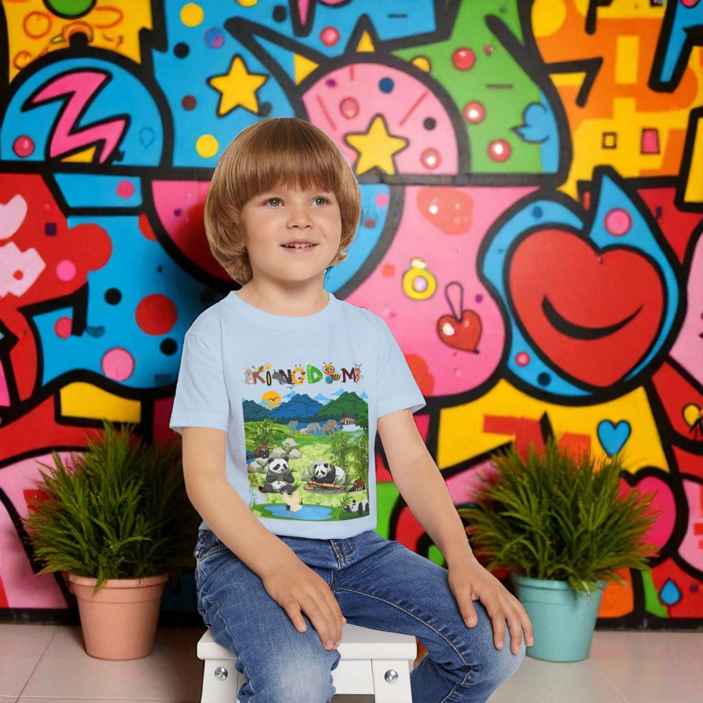 Wild Animals Graphic Toddler T-Shirt, Nature Theme Jungle Safari Shirt