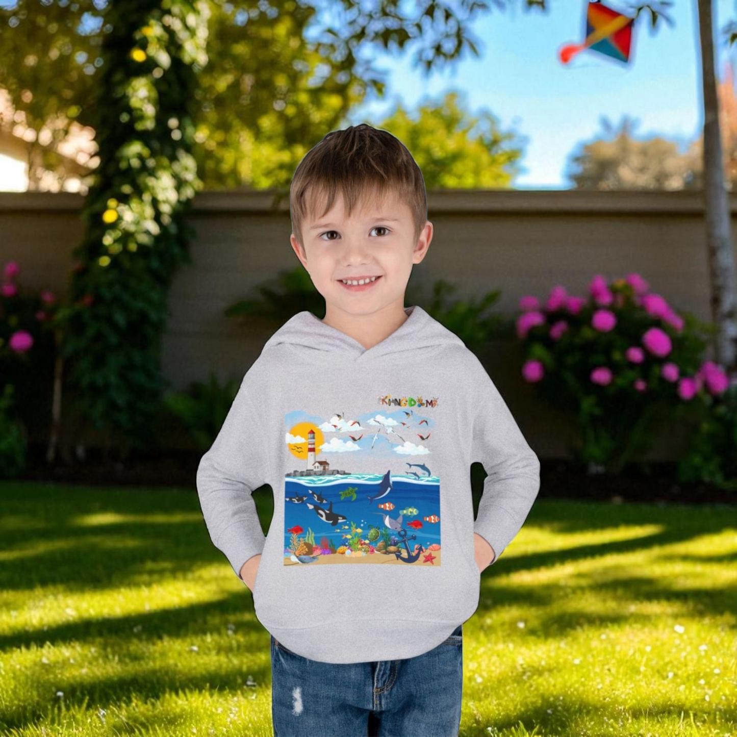 Ocean Friends Toddler Pullover Fleece Hoodie, Aquatic Theme Sweatshirt for Kids