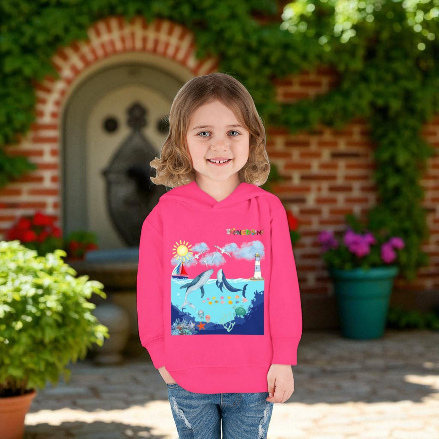 Whale Graphic Toddler Hoodie, Kids Marine Theme Sweatshirt, Ocean Animal Children's Hoodie