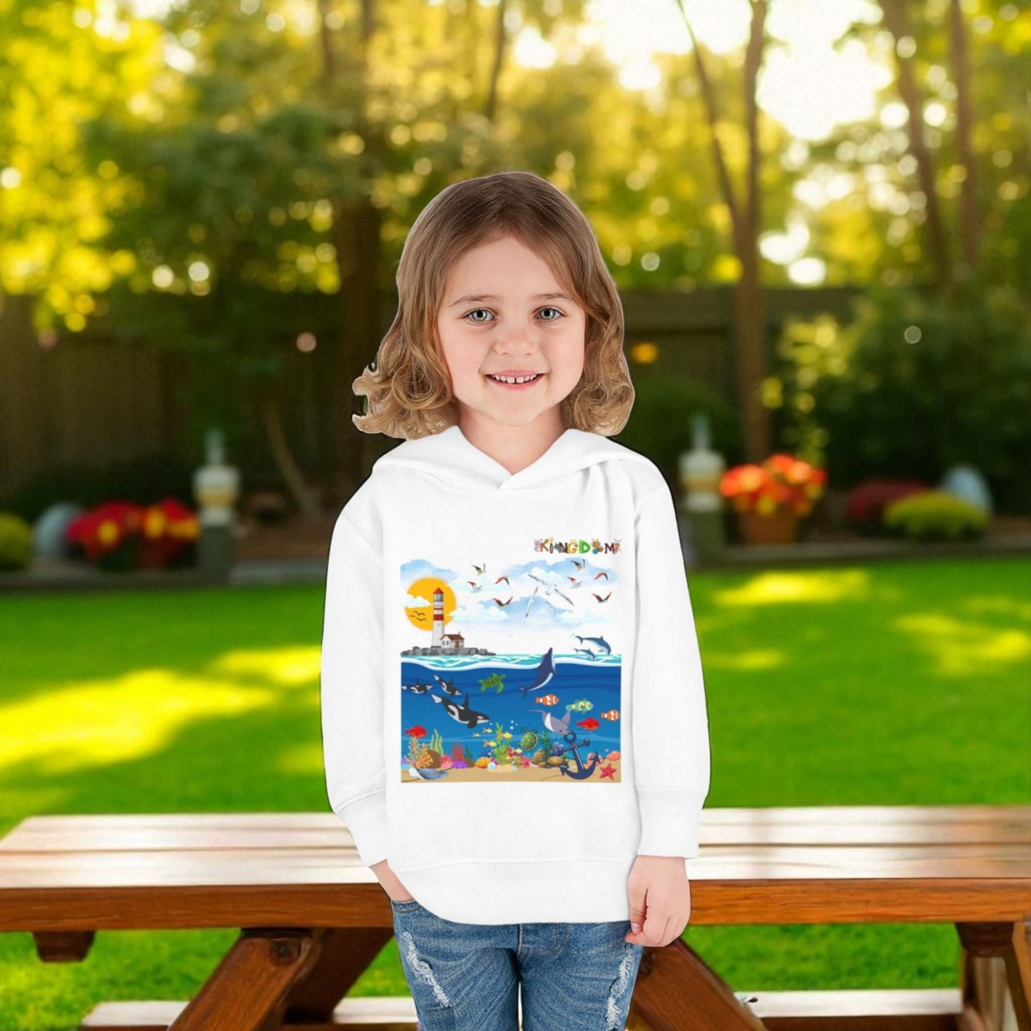 Ocean Friends Toddler Pullover Fleece Hoodie, Aquatic Theme Sweatshirt for Kids