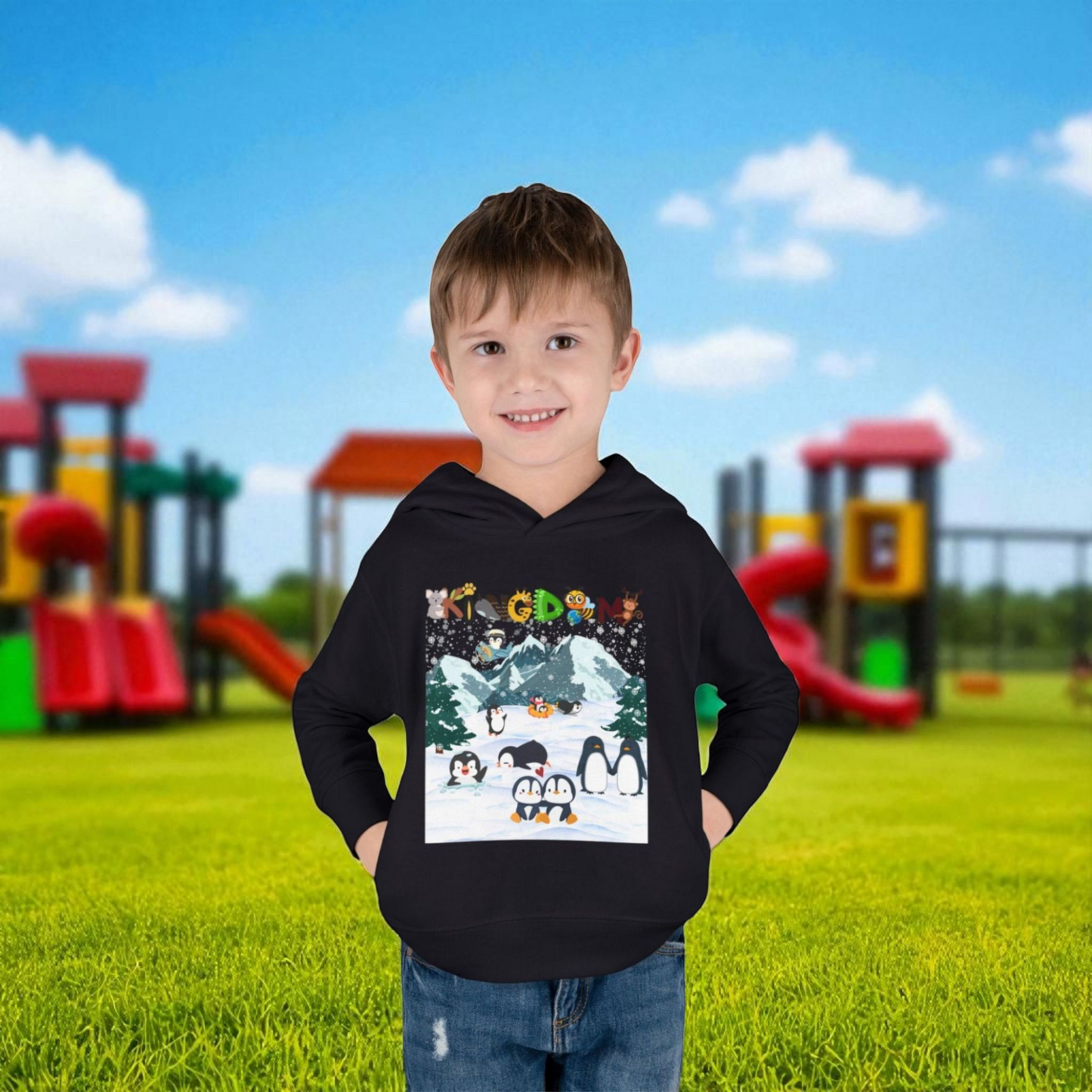 Penguin Toddler Hoodie, Arctic Animals Kids Fleece Sweatshirt, Animal Graphic Children's Pullover