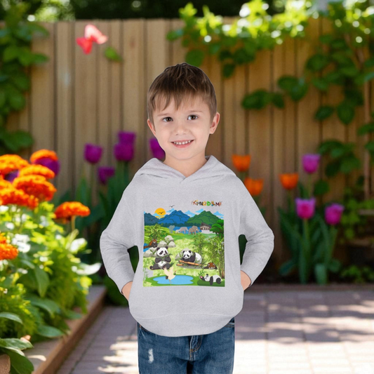 Graphic Panda Elephants Toddler Hoodie, Wildlife Theme, Kids Fleece Pullover