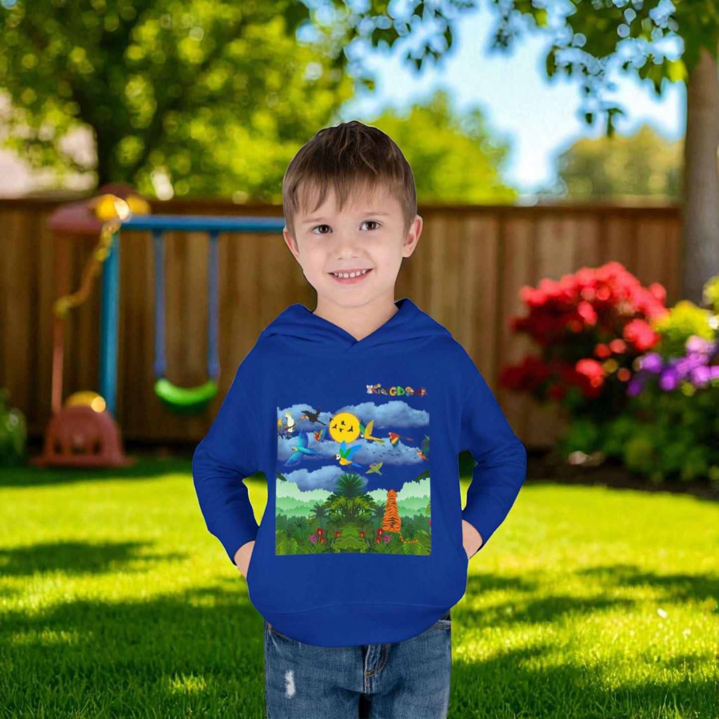 Tropical Birds Toddler Hoodie, Wild Life Theme Fleece Pullover, Kids Animal Sweater