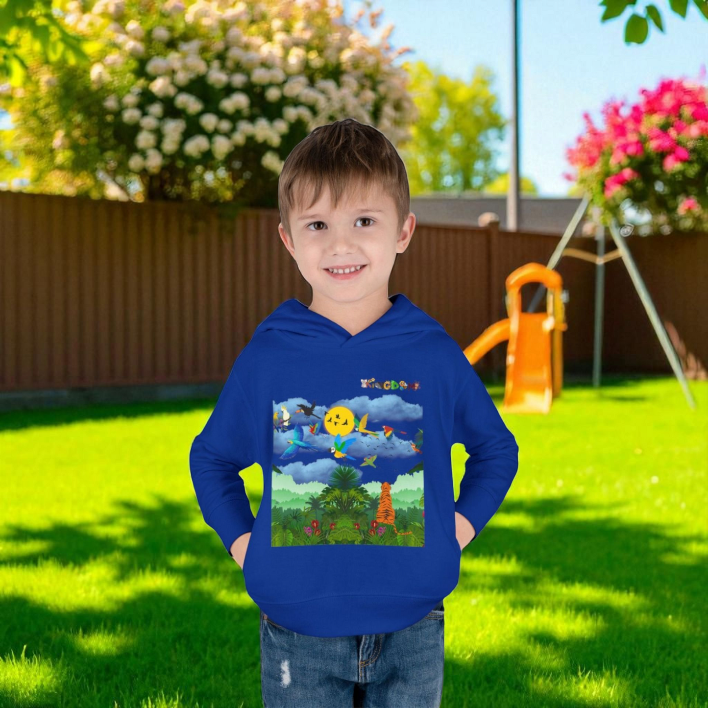 Tropical Birds Toddler Hoodie, Wild Life Theme Fleece Pullover, Kids Animal Sweater