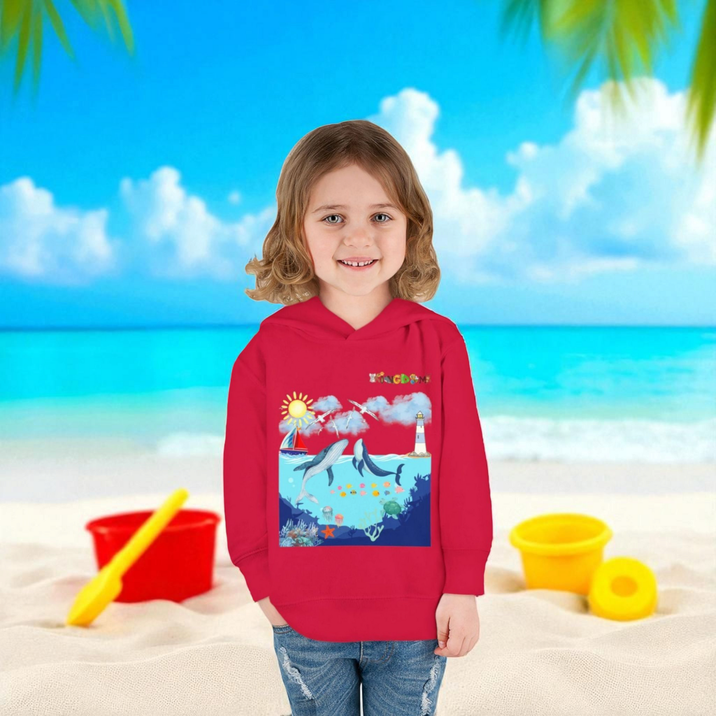Whale Graphic Toddler Hoodie, Kids Marine Theme Sweatshirt, Ocean Animal Children's Hoodie
