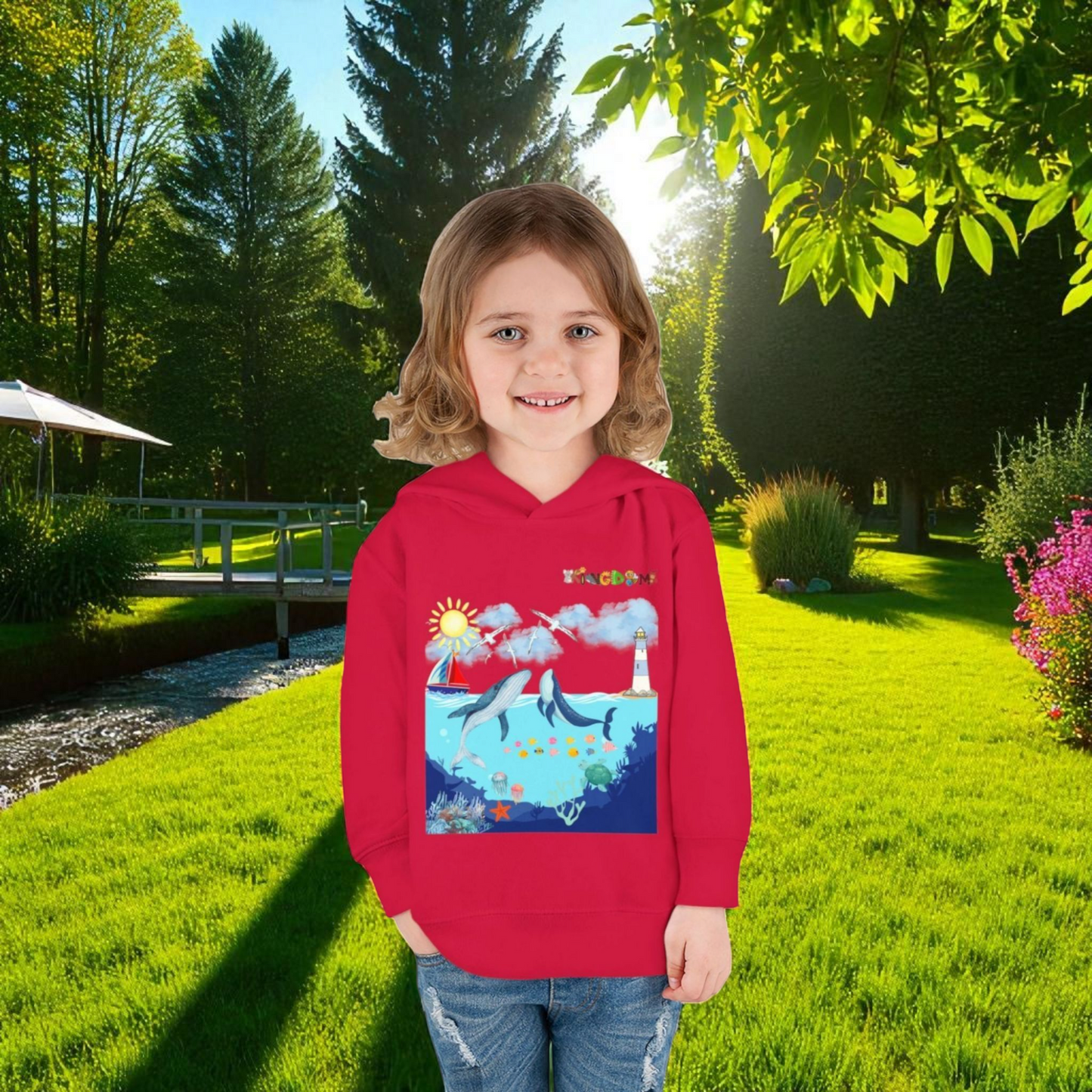 Whale Graphic Toddler Hoodie, Kids Marine Theme Sweatshirt, Ocean Animal Children's Hoodie