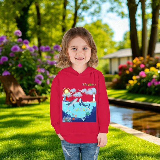 Whale Graphic Toddler Hoodie, Kids Marine Theme Sweatshirt, Ocean Animal Children's Hoodie