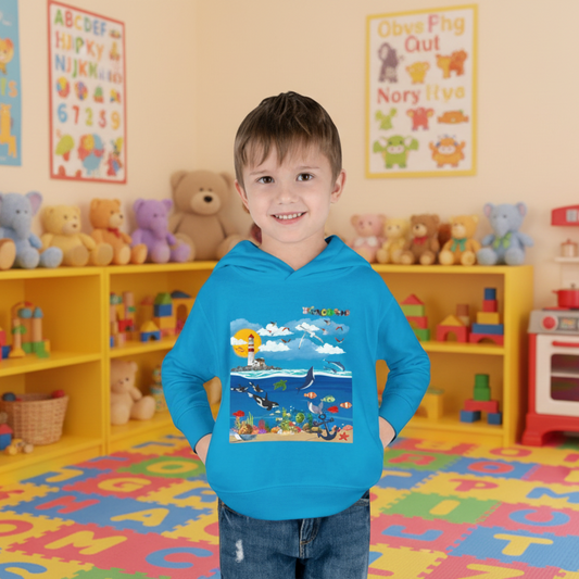 Ocean Friends Toddler Pullover Fleece Hoodie, Aquatic Theme Sweatshirt for Kids