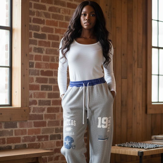 Dallas Cowboys Inspired Plaid Waistband Barrel Unisex Sweatpants