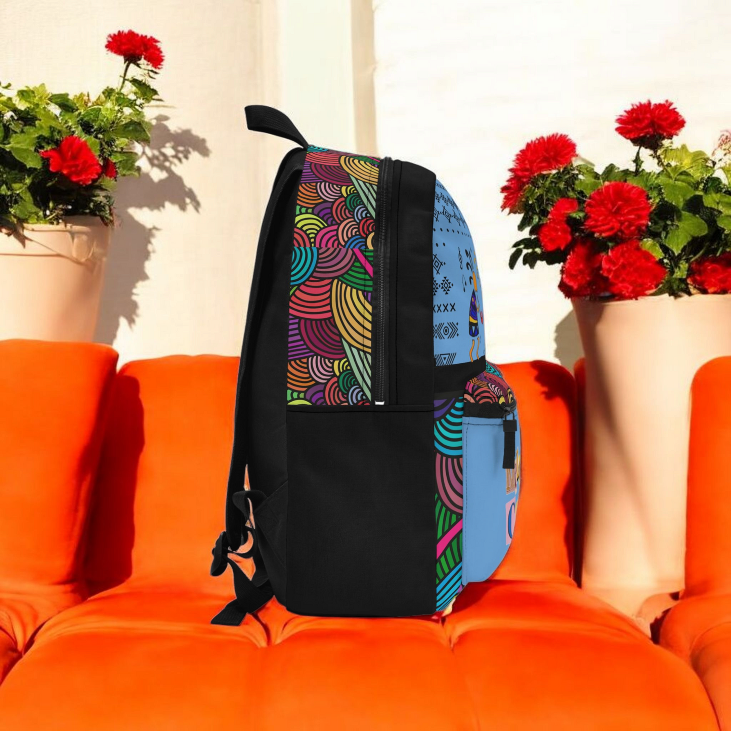 Colorful Tribal Dance Backpack, Ethnic Music Festival Bag, Boho Rucksack