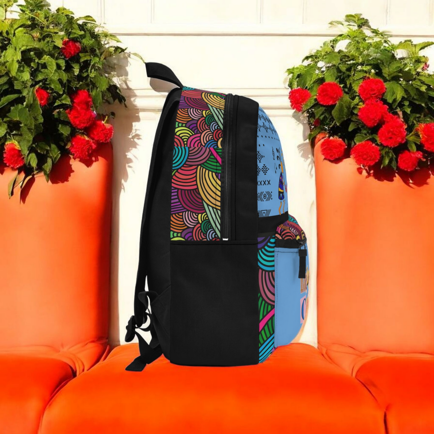 Colorful Tribal Dance Backpack, Ethnic Music Festival Bag, Boho Rucksack