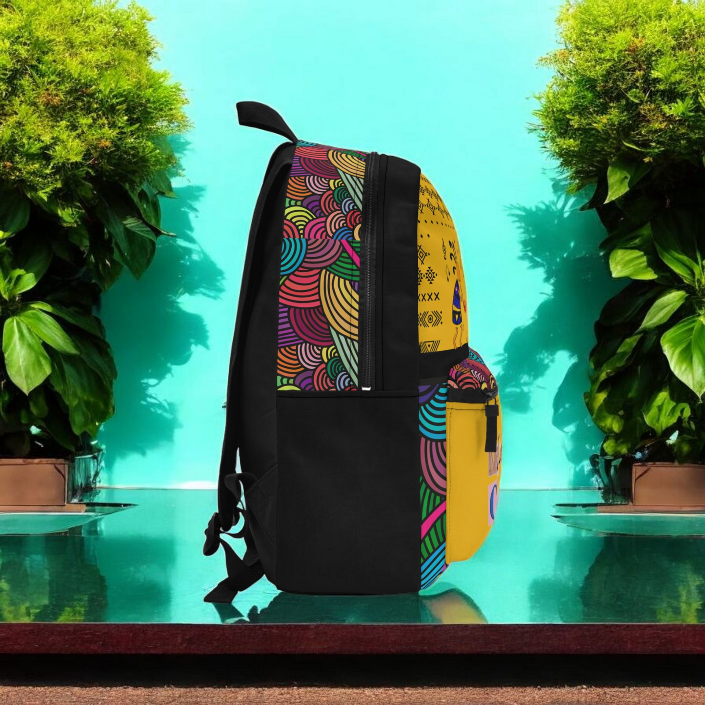 Colorful Tribal Dance Backpack, Ethnic Music Festival Bag, Boho Rucksack