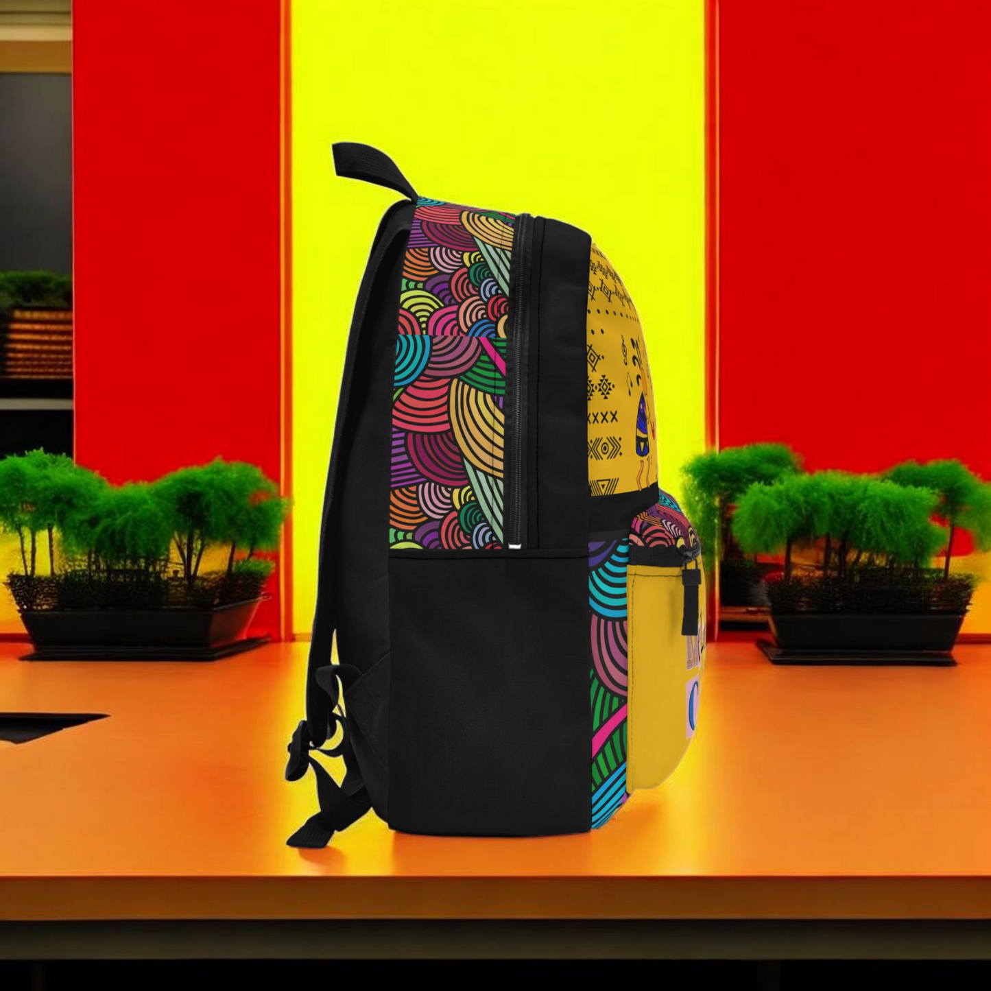 Colorful Tribal Dance Backpack, Ethnic Music Festival Bag, Boho Rucksack