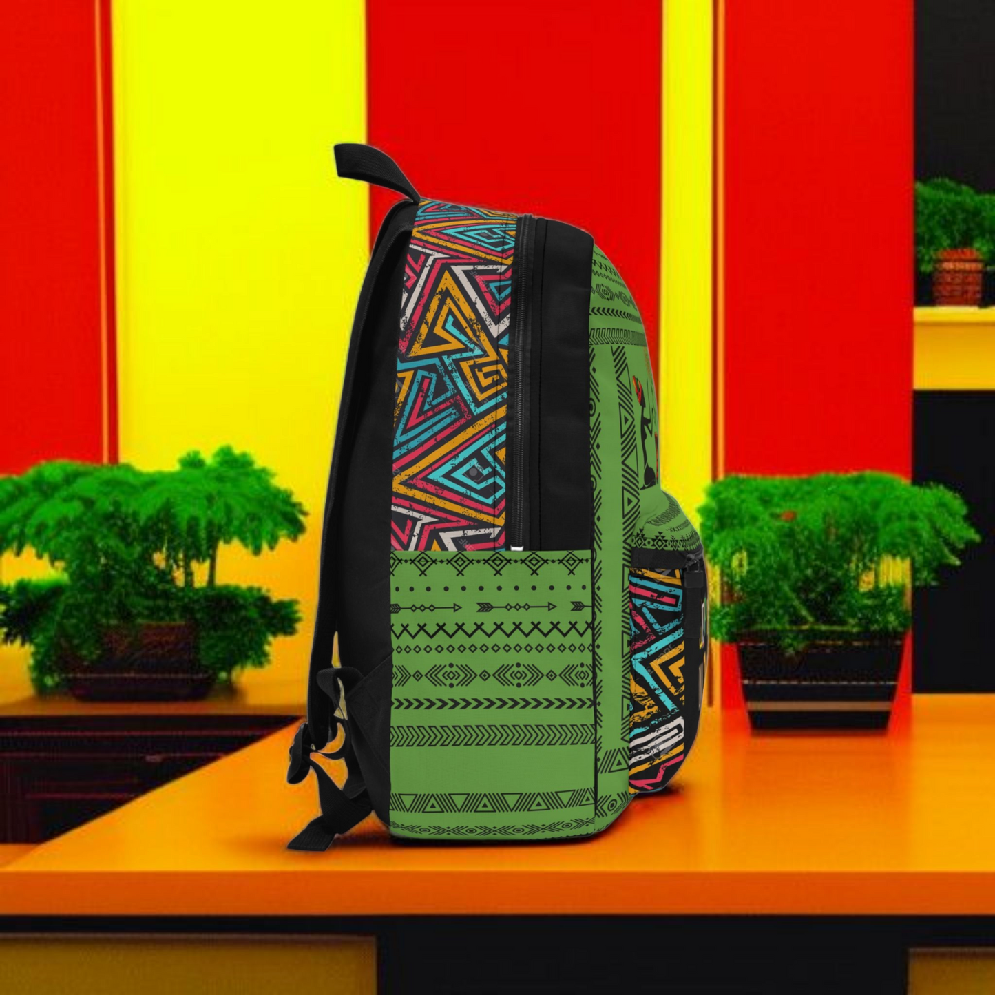 Unique Afro Music Backpack, Music Lover Bag, Cartoon Print Rucksack, Ethnic Design