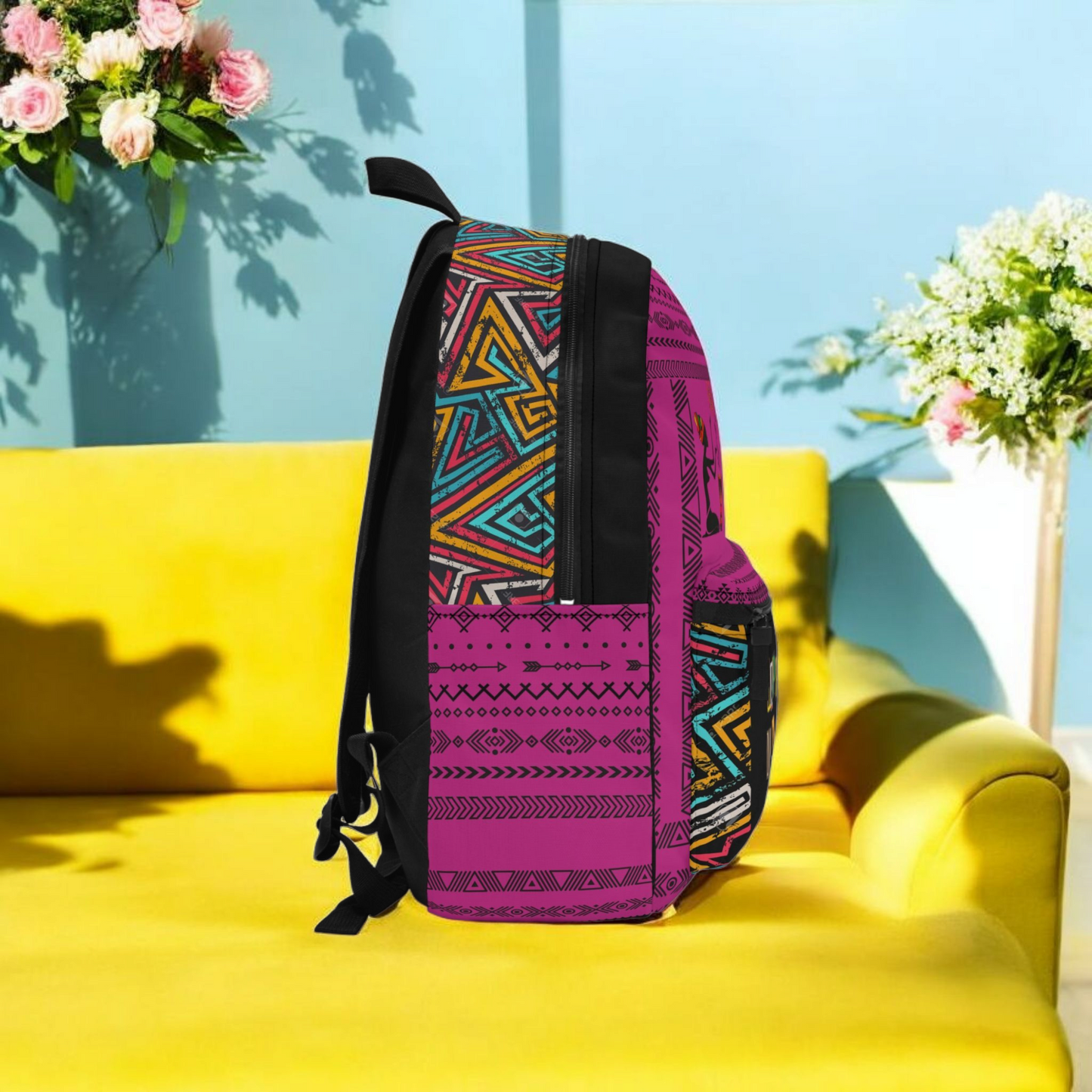 Boho Afro Music Backpack, Music Lover Bag, Cartoon Print Rucksack