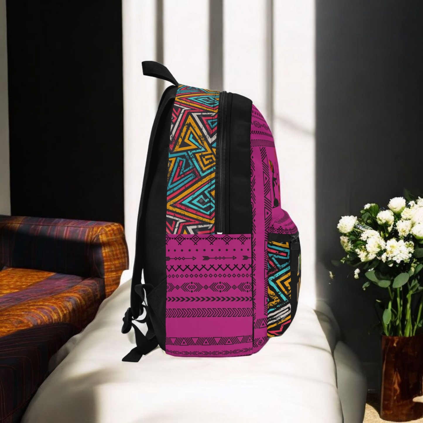 Boho Afro Music Backpack, Music Lover Bag, Cartoon Print Rucksack